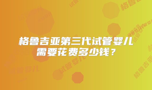 格鲁吉亚第三代试管婴儿需要花费多少钱？