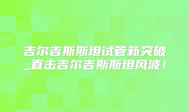 吉尔吉斯斯坦试管新突破_直击吉尔吉斯斯坦风波！