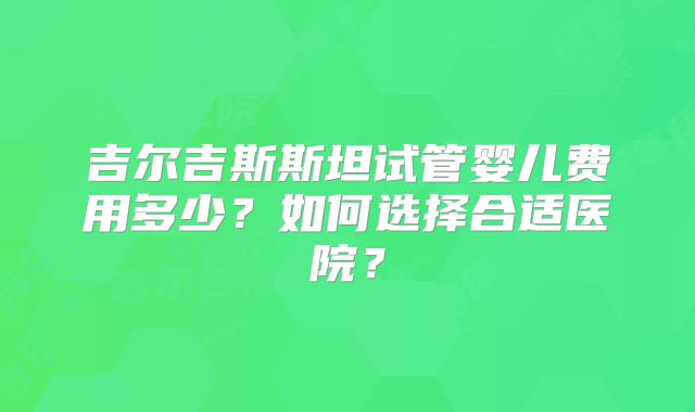 吉尔吉斯斯坦试管婴儿费用多少？如何选择合适医院？