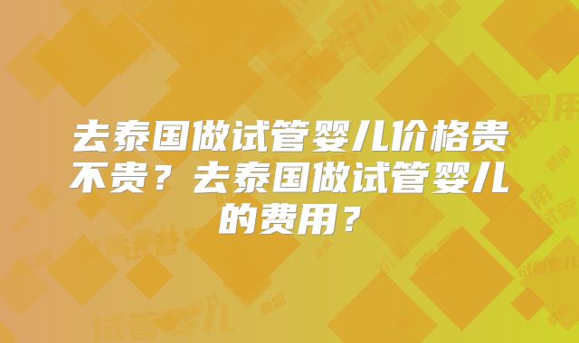 去泰国做试管婴儿价格贵不贵？去泰国做试管婴儿的费用？