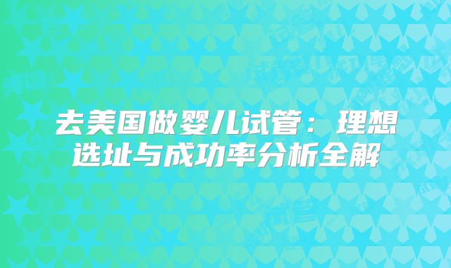 去美国做婴儿试管：理想选址与成功率分析全解