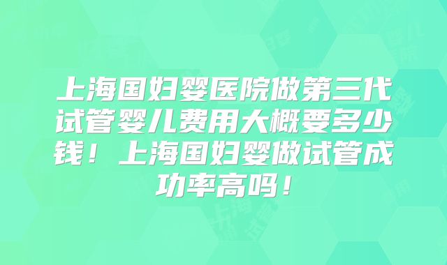 上海国妇婴医院做第三代试管婴儿费用大概要多少钱!上海国妇婴做试管成功率高吗!