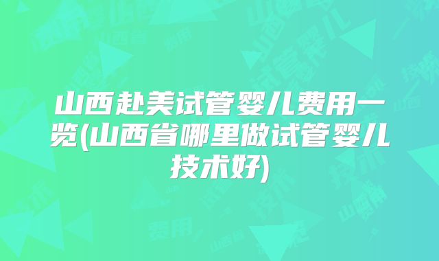 山西赴美试管婴儿费用一览(山西省哪里做试管婴儿技术好)