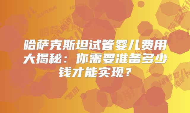 哈萨克斯坦试管婴儿费用大揭秘：你需要准备多少钱才能实现？