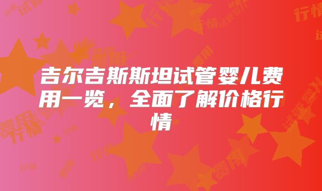 吉尔吉斯斯坦试管婴儿费用一览，全面了解价格行情
