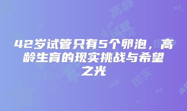 42岁试管只有5个卵泡，高龄生育的现实挑战与希望之光