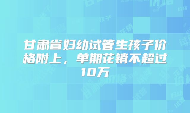 甘肃省妇幼试管生孩子价格附上，单期花销不超过10万