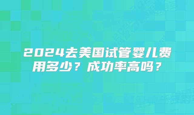 2024去美国试管婴儿费用多少?成功率高吗?