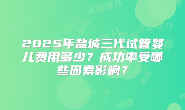 2025年盐城三代试管婴儿费用多少？成功率受哪些因素影响？