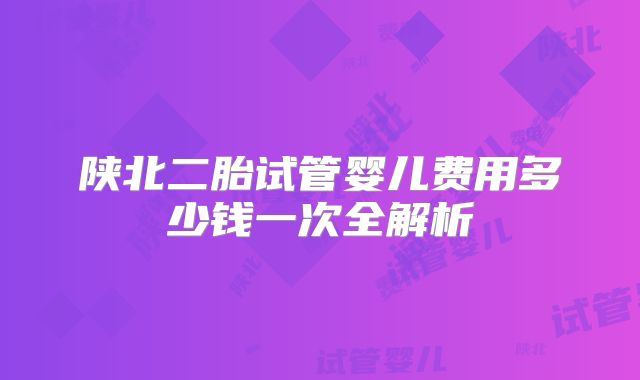 陕北二胎试管婴儿费用多少钱一次全解析