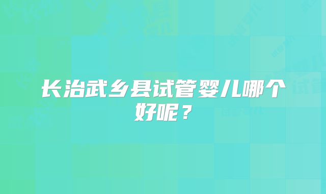长治武乡县试管婴儿哪个好呢？