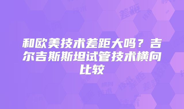 和欧美技术差距大吗？吉尔吉斯斯坦试管技术横向比较