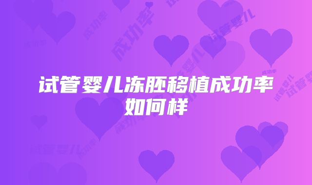 试管婴儿冻胚移植成功率如何样