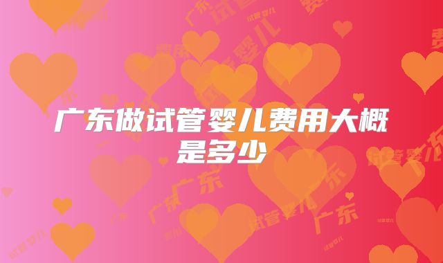 广东做试管婴儿费用大概是多少