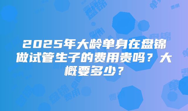 2025年大龄单身在盘锦做试管生子的费用贵吗？大概要多少？
