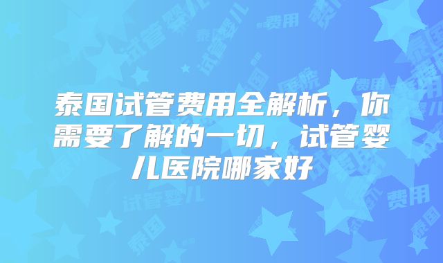 泰国试管费用全解析,你需要了解的一切,试管婴儿医院哪家好