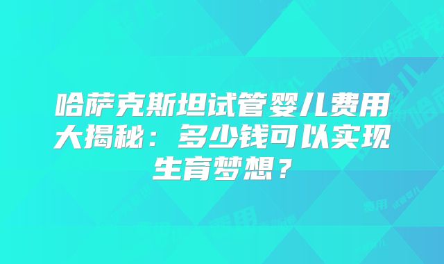 哈萨克斯坦试管婴儿费用大揭秘：多少钱可以实现生育梦想？