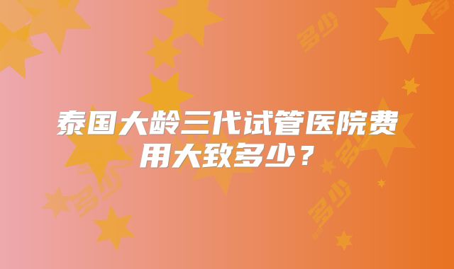 泰国大龄三代试管医院费用大致多少？
