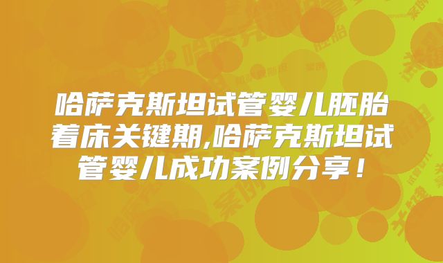 哈萨克斯坦试管婴儿胚胎着床关键期,哈萨克斯坦试管婴儿成功案例分享！