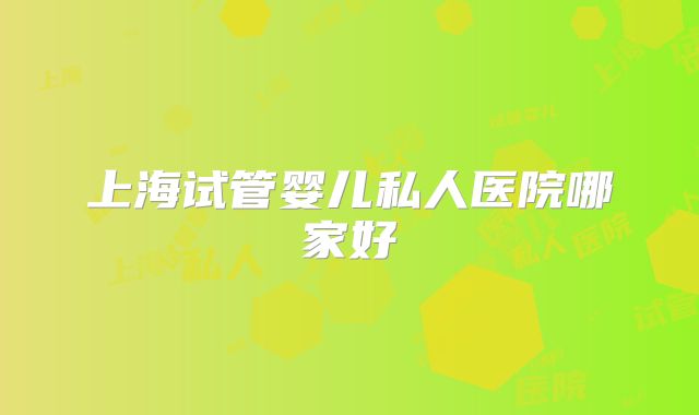 上海试管婴儿私人医院哪家好