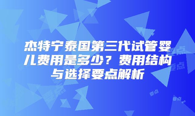 杰特宁泰国第三代试管婴儿费用是多少？费用结构与选择要点解析