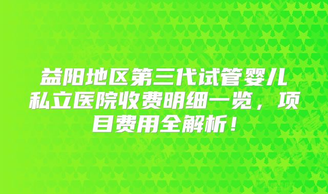 益阳地区第三代试管婴儿私立医院收费明细一览，项目费用全解析！