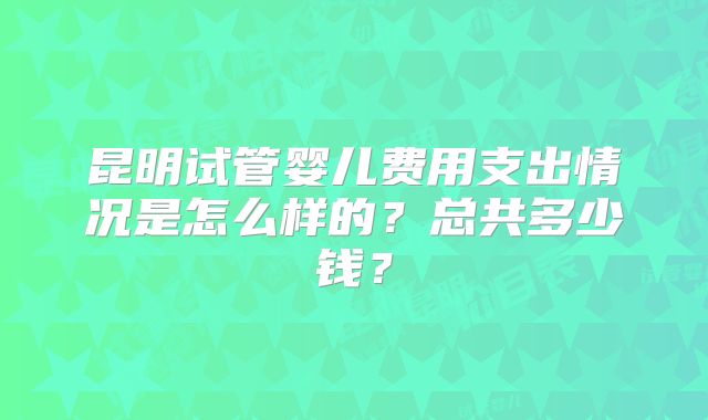 昆明试管婴儿费用支出情况是怎么样的？总共多少钱？