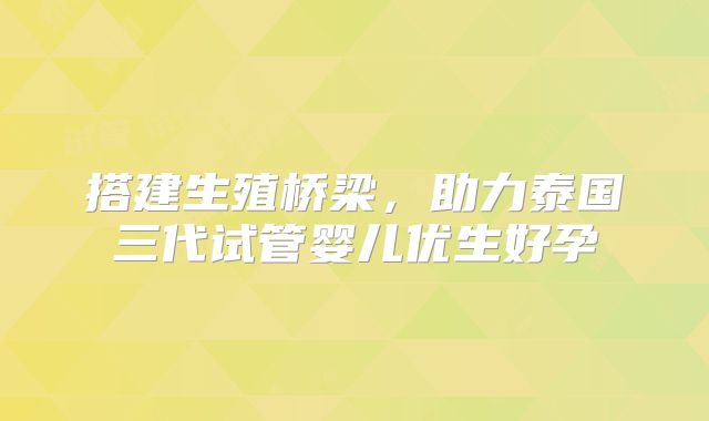 搭建生殖桥梁，助力泰国三代试管婴儿优生好孕