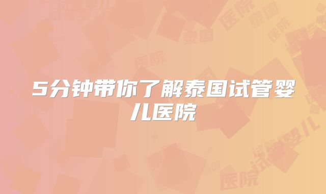 5分钟带你了解泰国试管婴儿医院