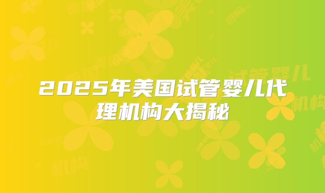 2025年美国试管婴儿代理机构大揭秘