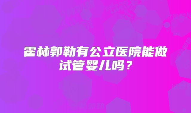 霍林郭勒有公立医院能做试管婴儿吗？