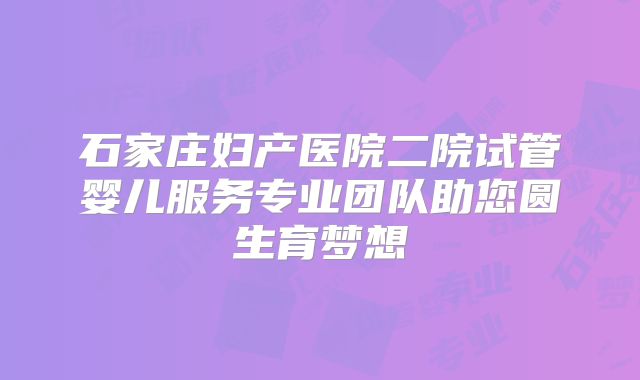 石家庄妇产医院二院试管婴儿服务专业团队助您圆生育梦想