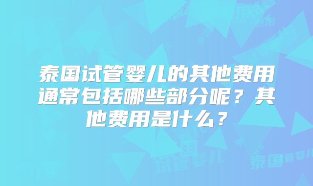 泰国试管婴儿的其他费用通常包括哪些部分呢？其他费用是什么？