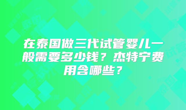 在泰国做三代试管婴儿一般需要多少钱？杰特宁费用含哪些？