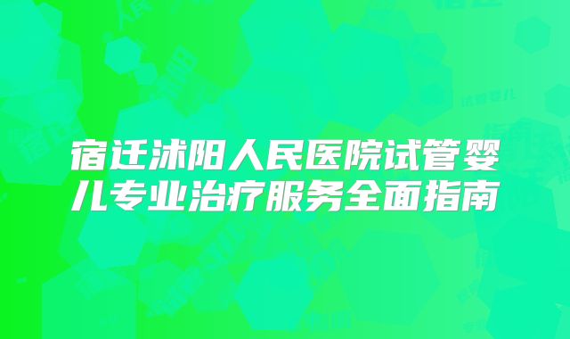 宿迁沭阳人民医院试管婴儿专业治疗服务全面指南