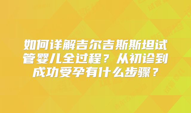 如何详解吉尔吉斯斯坦试管婴儿全过程？从初诊到成功受孕有什么步骤？