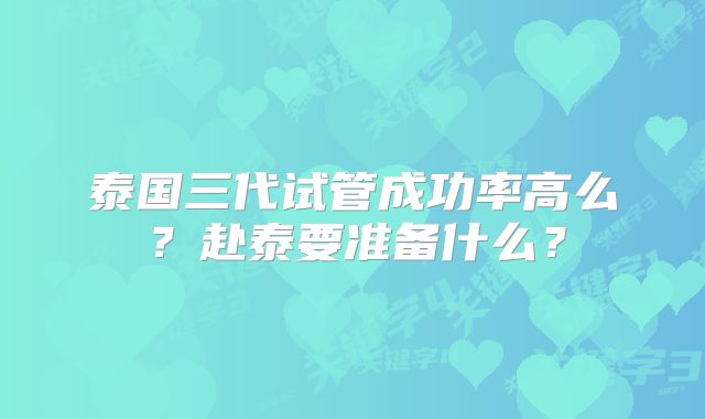 泰国三代试管成功率高么？赴泰要准备什么？