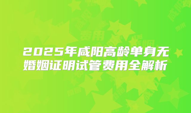 2025年咸阳高龄单身无婚姻证明试管费用全解析