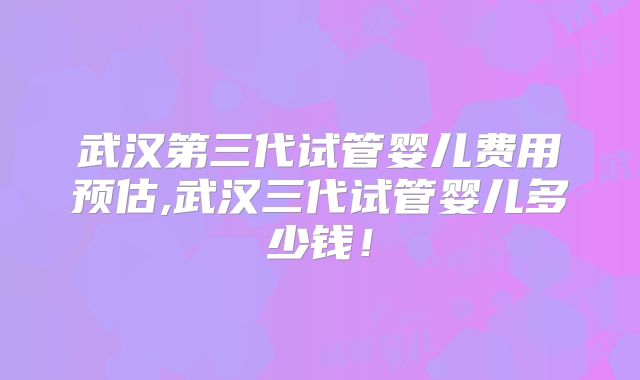 武汉第三代试管婴儿费用预估,武汉三代试管婴儿多少钱！