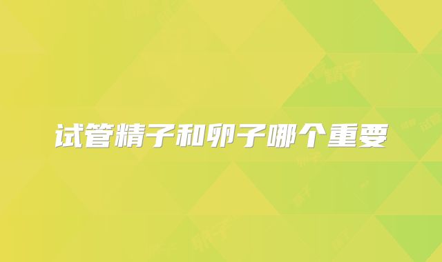 试管精子和卵子哪个重要