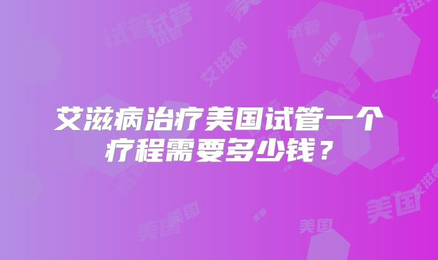 艾滋病治疗美国试管一个疗程需要多少钱？