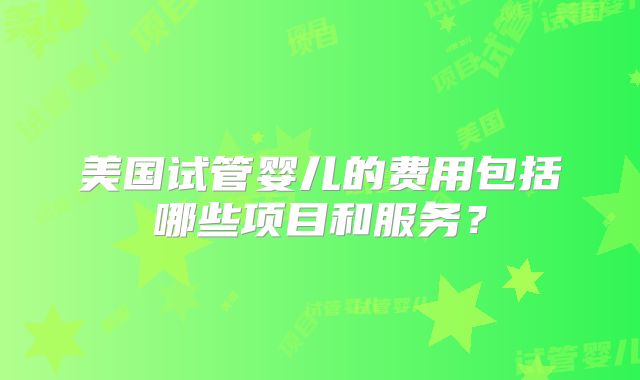 美国试管婴儿的费用包括哪些项目和服务？