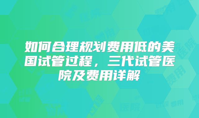 如何合理规划费用低的美国试管过程，三代试管医院及费用详解