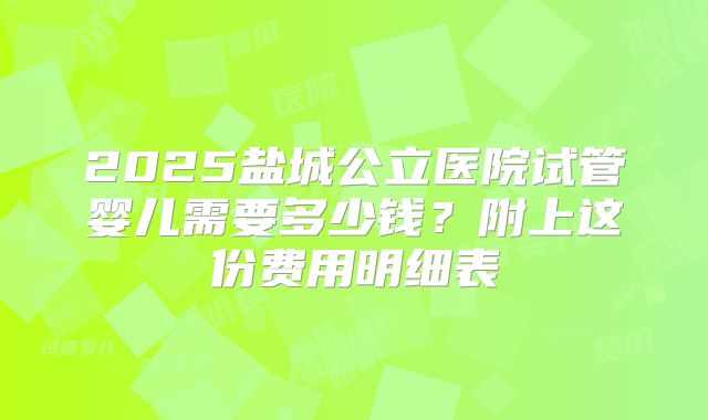 2025盐城公立医院试管婴儿需要多少钱?附上这份费用明细表