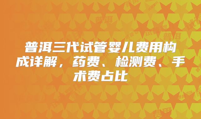 普洱三代试管婴儿费用构成详解，药费、检测费、手术费占比