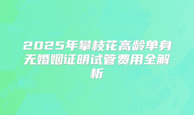 2025年攀枝花高龄单身无婚姻证明试管费用全解析