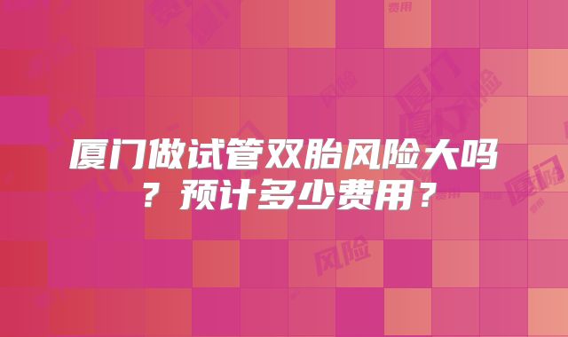 厦门做试管双胎风险大吗?预计多少费用?