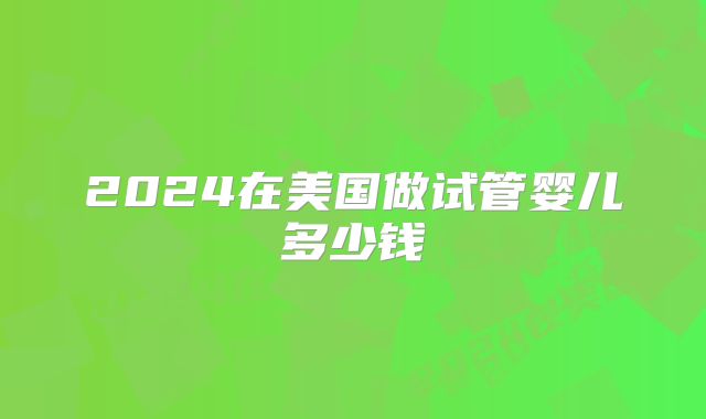 2024在美国做试管婴儿多少钱
