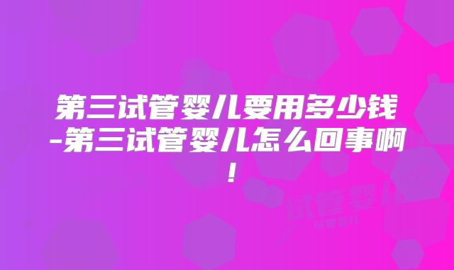 第三试管婴儿要用多少钱-第三试管婴儿怎么回事啊！