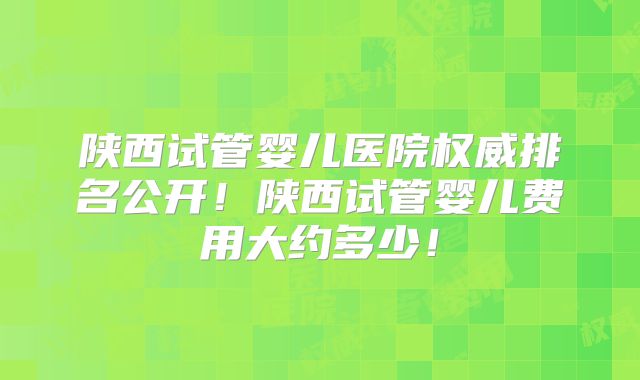 陕西试管婴儿医院权威排名公开！陕西试管婴儿费用大约多少！